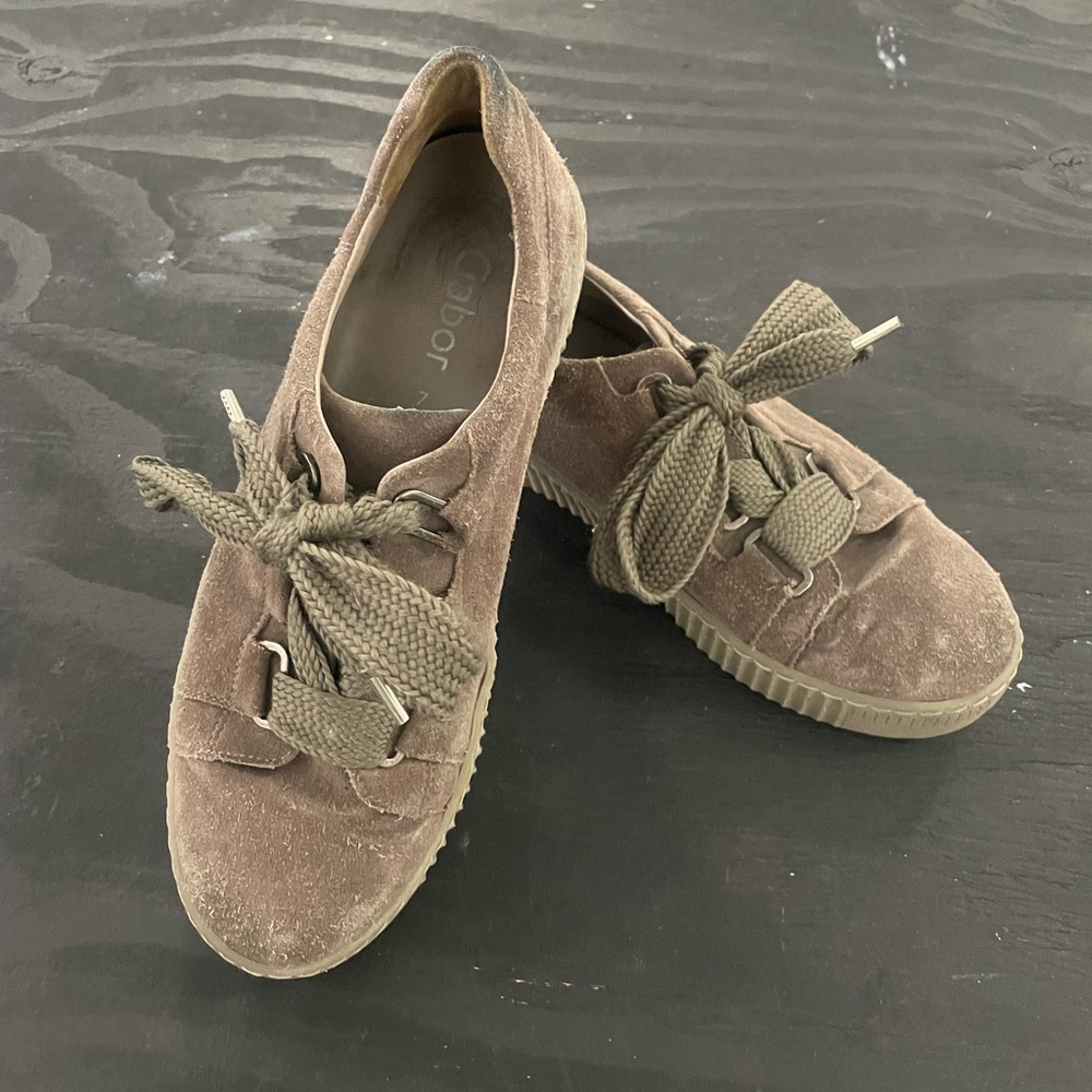 grey suede GABOR casual tennis shoes